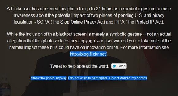 Main image of article Flickr Users Can Join SOPA Protest