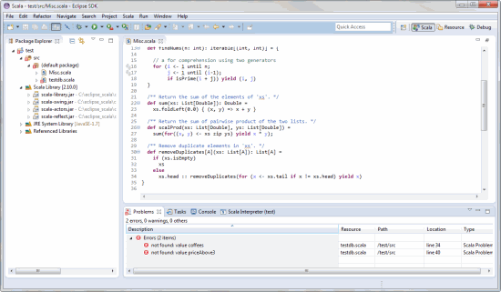 Screenshot of Scala Eclipse IDE