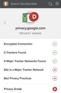 Google Privacy Policy Page