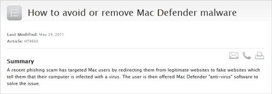 Main image of article Apple Admits Existence of Mac Defender Malware, Provides Support