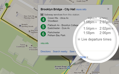 Main image of article Google Maps Delivering Live Public-Transit Info