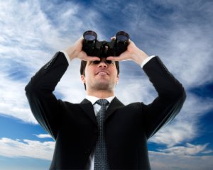 man with binoculars