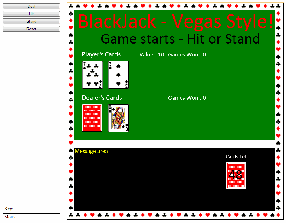 Screenshot of Coursera Blackjack
