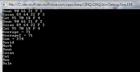 LINQ example output