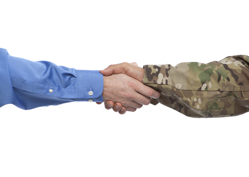 Veteran and Businessmans Handshake