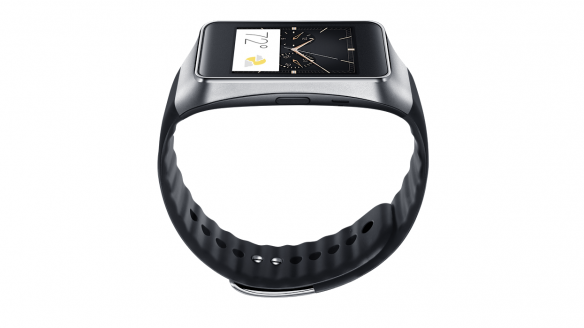 side view of the Apple iWatch with the clock showing