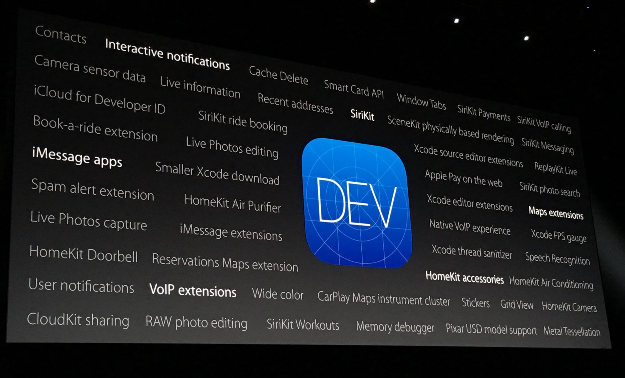 iOS Developer slide at WWDC 2016